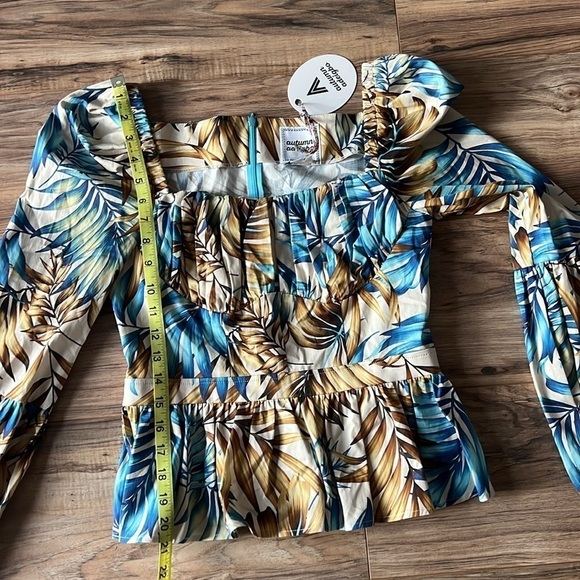 Autumn Adeigbo Catira Top Blue Palm Print Size 6 Ankara African NWT - Picture 12 of 15